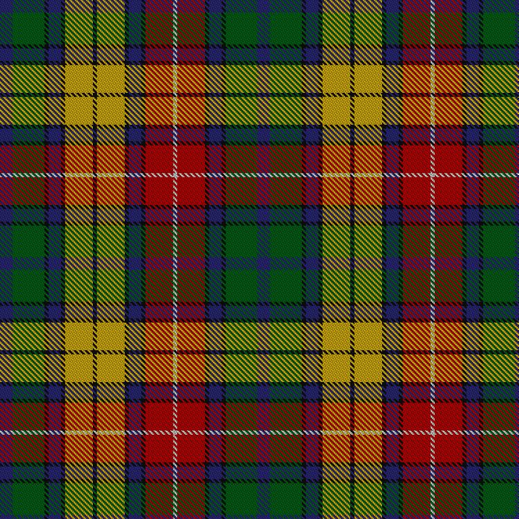 Tartan image: Buchanan – 1850 (Official). Click on this image to see a more detailed version.